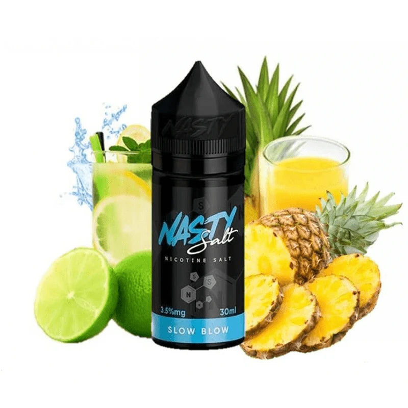 Nasty Salt Slow Blow 30ml nic salt bottle – pineapple lemon soda flavour for pod vapes
